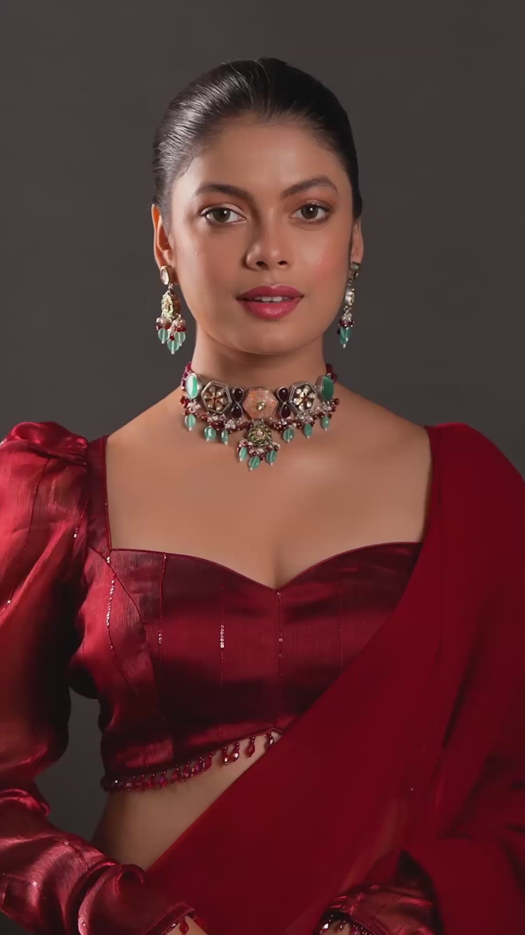 Gold-Plated & Stone-Studded Beaded Jadau Choker Necklace
