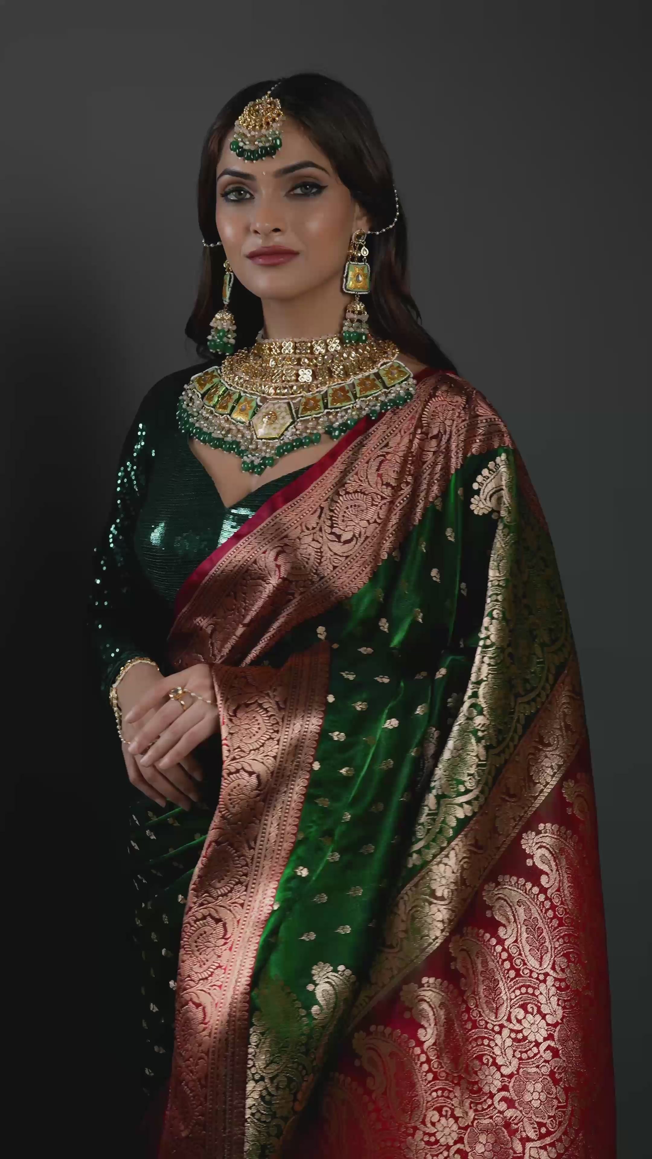 Bridal Emerald Meenakari Ensemble Choker Necklace