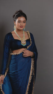 The Crescent Mint & Blush Meenakari Long Drop Necklace