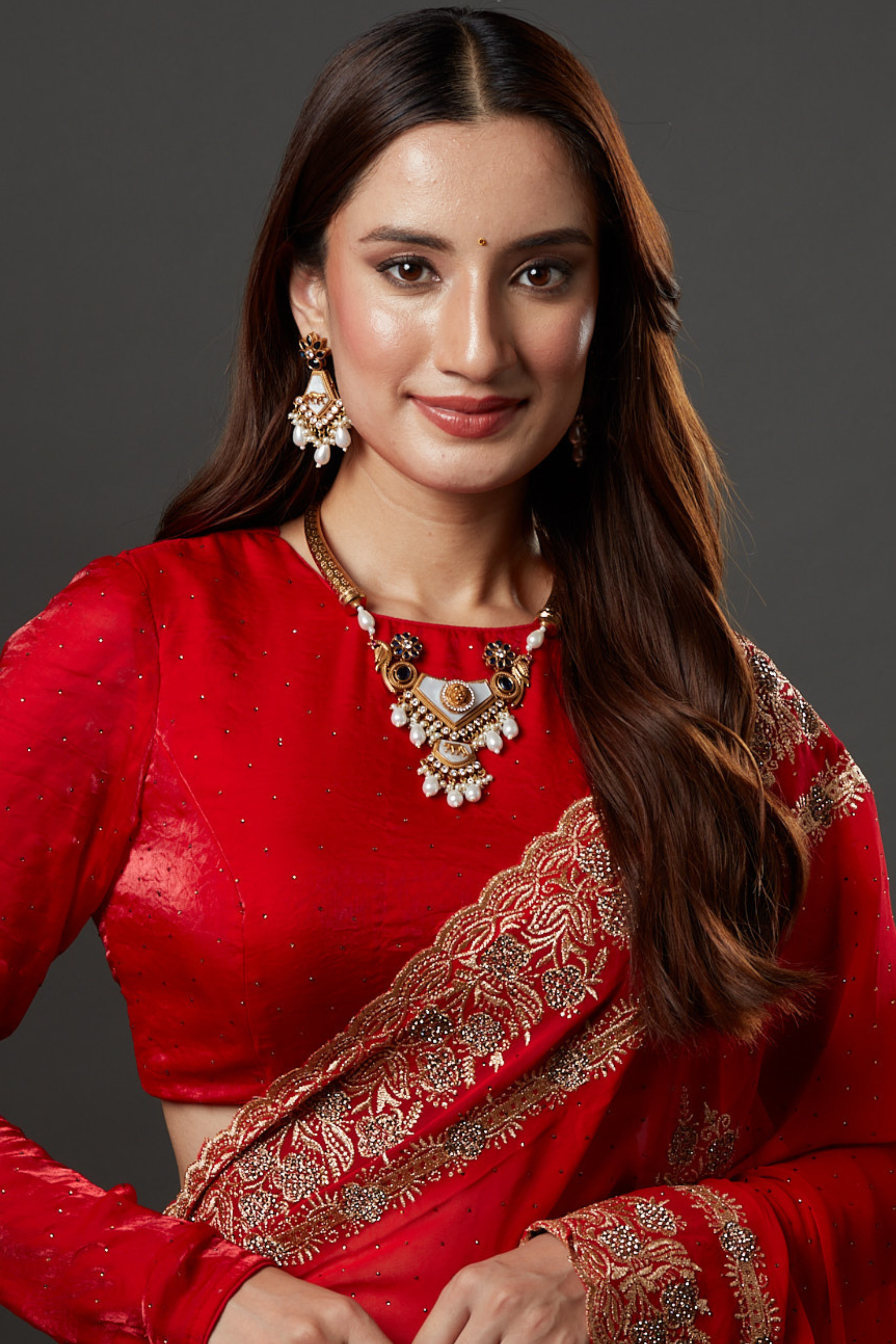 Tiger Emblem Polki Fusion Gold Plated Meenakari Hasli Necklace