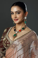 Multicolour Stone Antique Finish Necklace Set