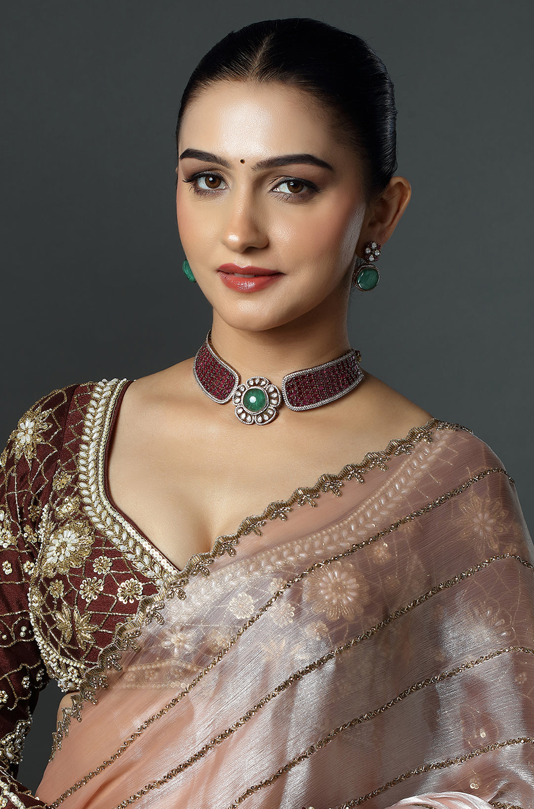 Emerald Tone Statement Bridal Necklace Set