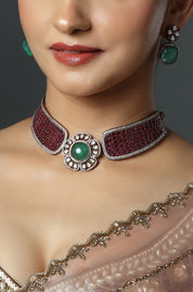 Emerald Tone Statement Bridal Necklace Set