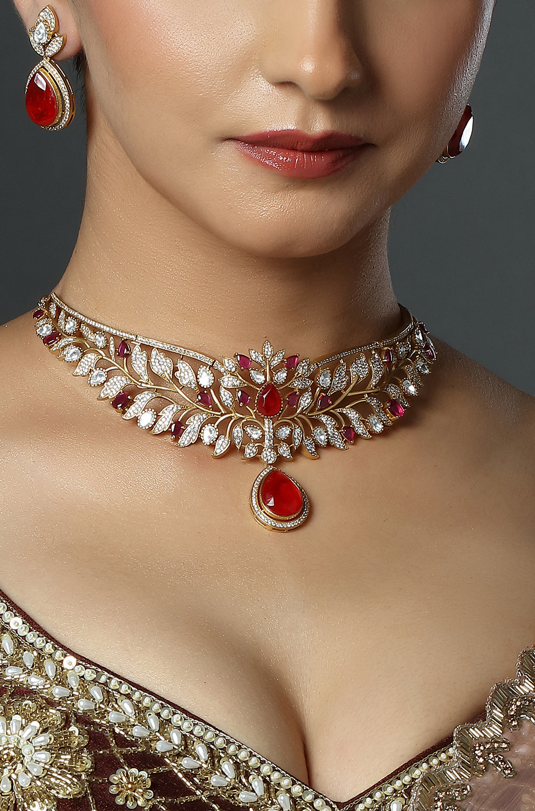 Multicolour Beaded Antique Bridal Necklace Set