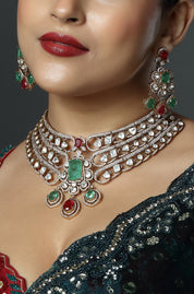 Kundan Diamond Finish Bridal Choker Necklace