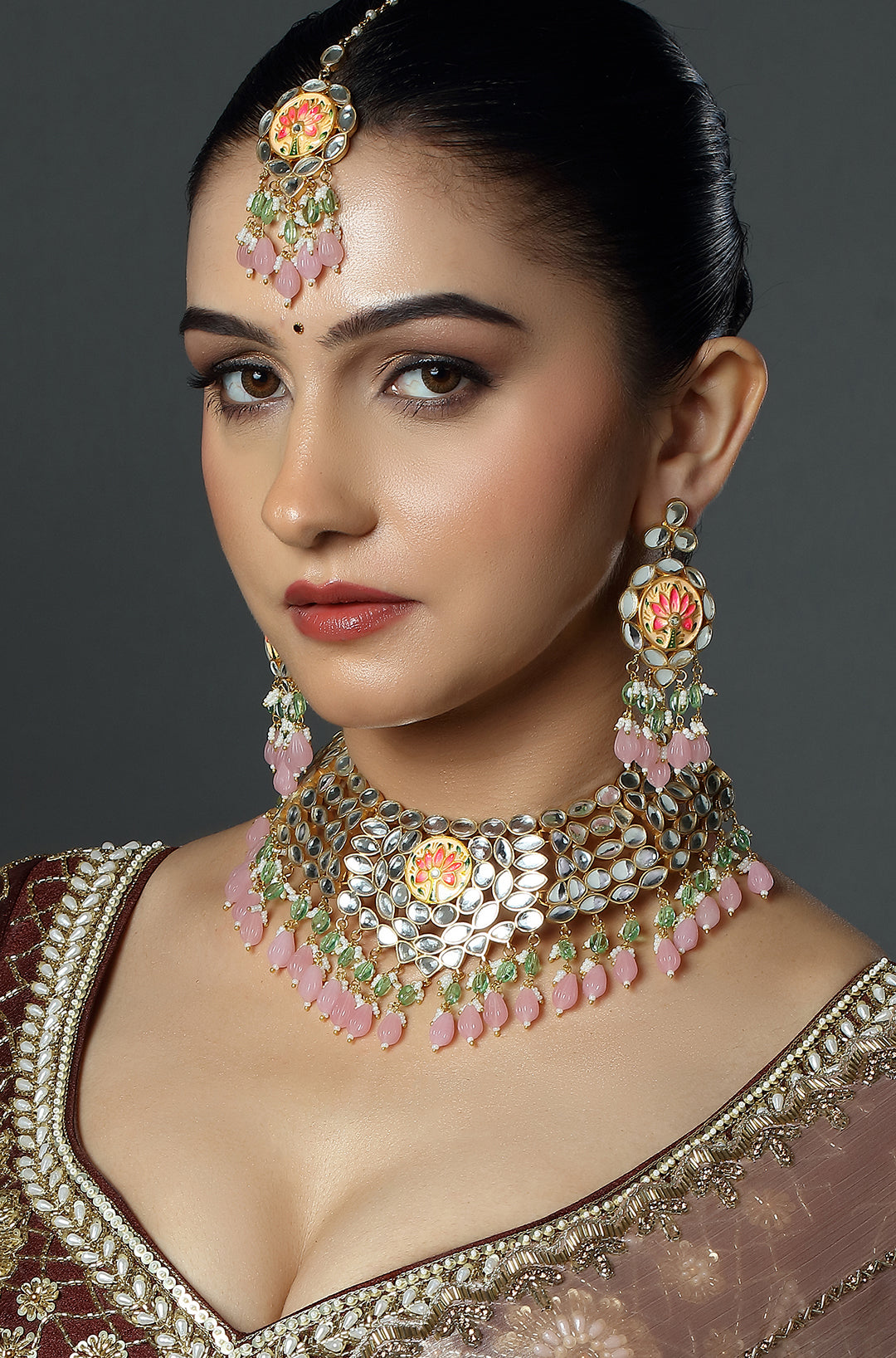Blush Pink Kundan Bridal Choker Set