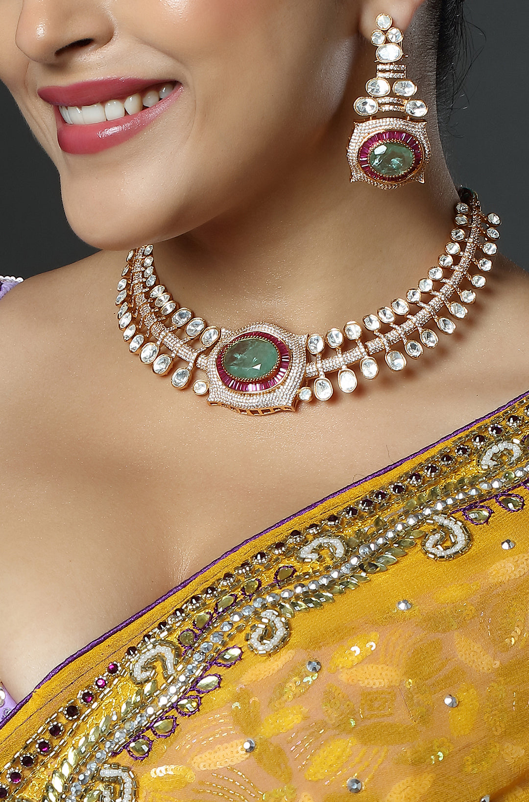 Diamond Finish Statement Choker Necklace