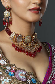 Ruby Beaded Traditional Choker Set