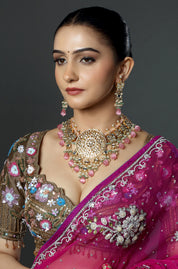 Pink Drop Kundan Statement Necklace