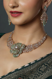 Multi-Line Kundan Choker with Green Drops