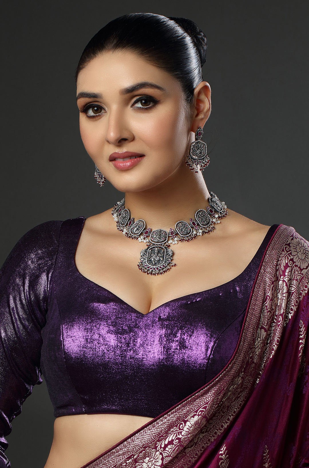 Purple Haze Silver Ensemble Necklace