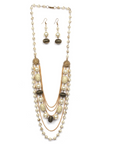 Multi layered pearls long necklace